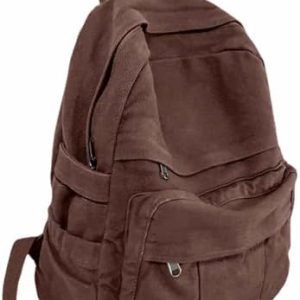 Coffee Brown Canvas Backpack for Women & Men Retro Aesthetic Rucksack Basic Backpack for High School/College Students Travel Laptop Bag