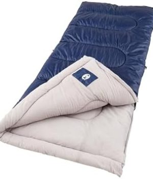 Coleman Brazos 20/30°F Adult Cool-Weather Sleeping Bag with No-Snag Zipper & Stuff Sack, Machine Washable, Great for Camping, Traveling, Guests, & More